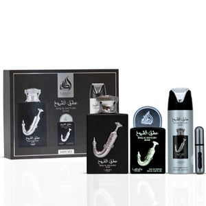 Ishq Al Shuyukh Silver 3-Piece Perfume Gift Set By Lattafa Pride (Gift Set)