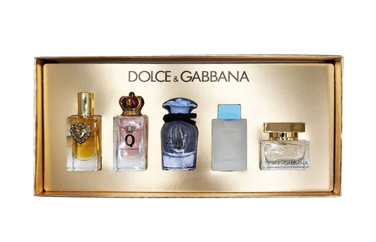 Dolce & Gabbana For Women Eau de Parfum (Devotion + Q + Blue Jasmine + The One) + Eau De Toilette (Azul Claro) 4X5ml - Crist Fragances