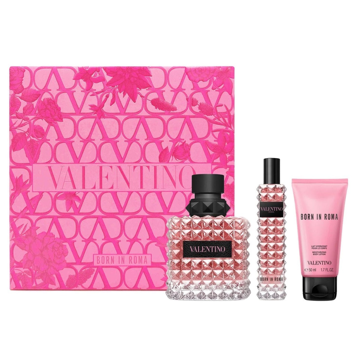 Set de regalo Valentino Born in Roma Donna (EDP 3,4 fl. oz. + EDP de viaje 0.5 fl. oz + loción corporal 1.7 fl. oz)