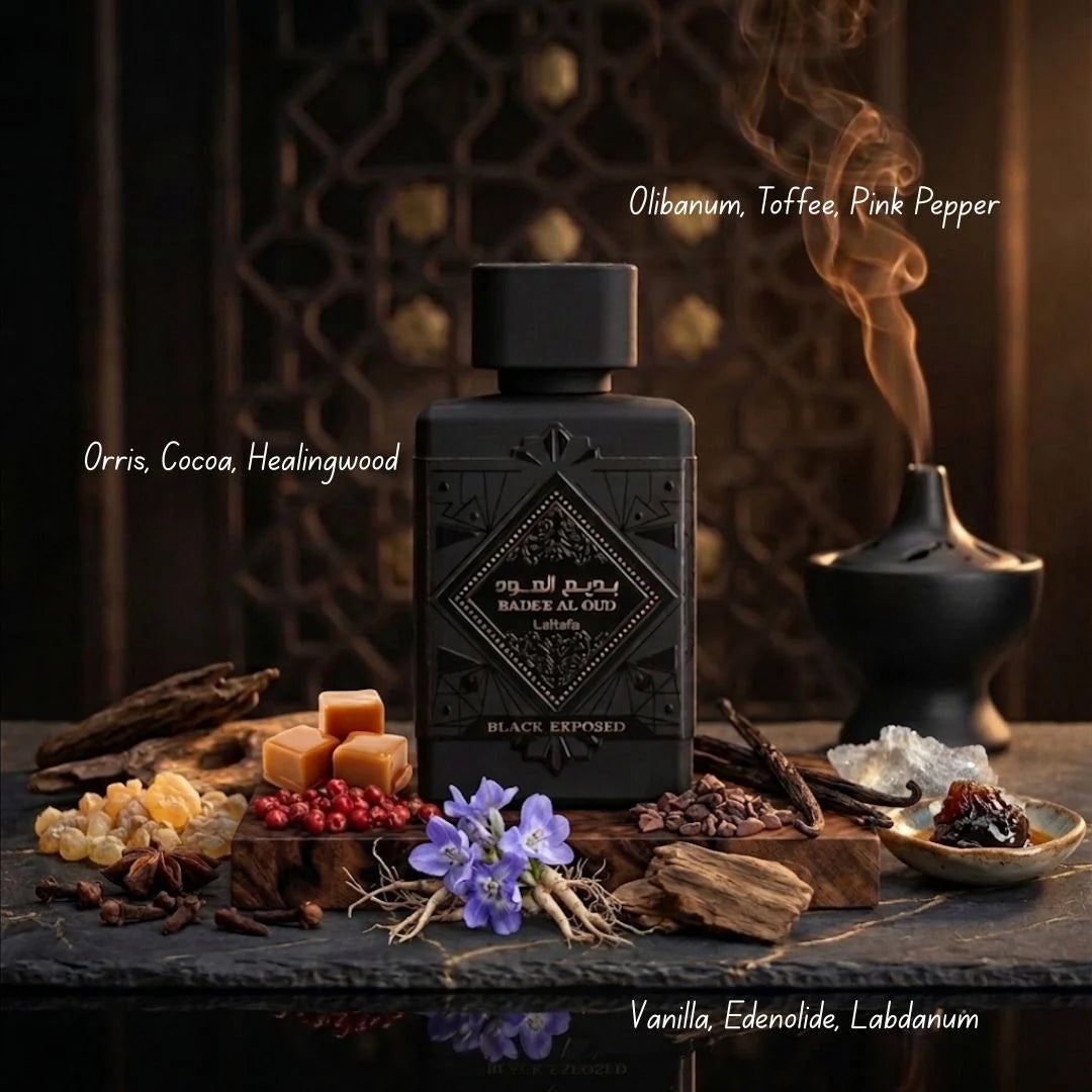Bade'e Al Oud Black Exposed Eau de parfum Spray 100ml (3.4 oz) by Lattafa
