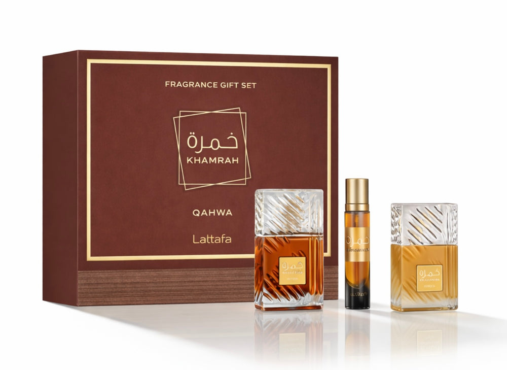 Set de regalo unisex de 3 piezas de perfume EDP Khamrah Qahwa 6290362349624