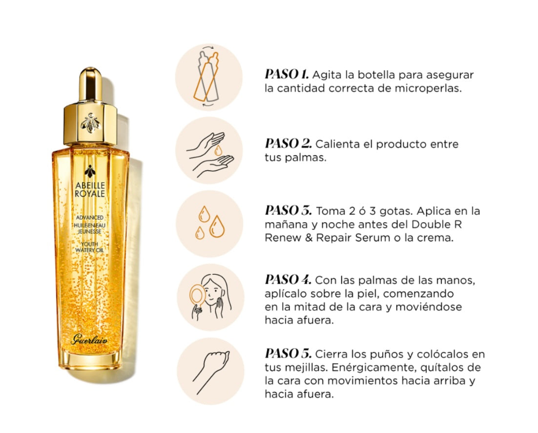 GUERLAIN abeille royale age-defying set: abeille royale double r renew & repair advanced serum 1.6 oz + advanced youth watery oil 1.6 oz --2pcswomen