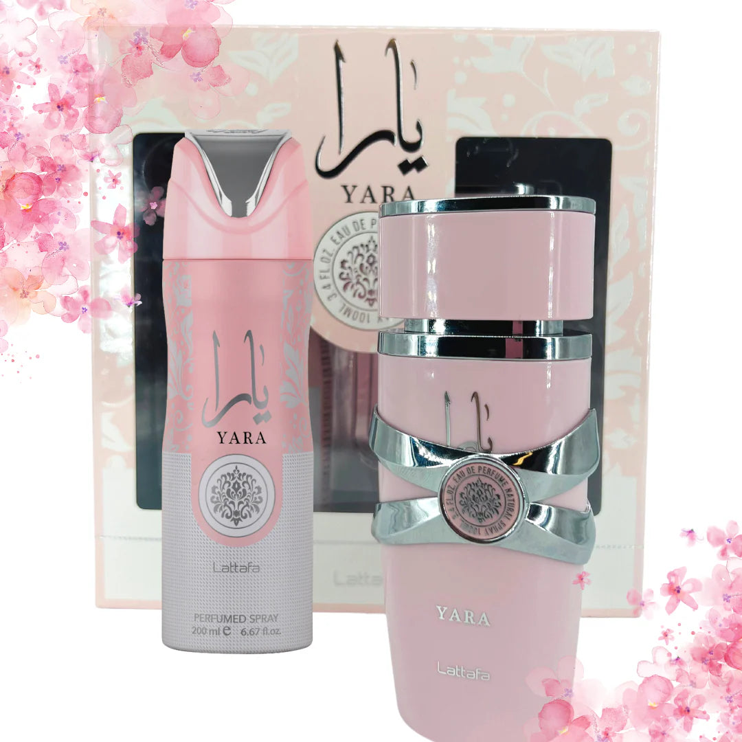 (DAMAGED NAYLO)YARA 2 PIECE GIFT SET |YARA EDP-100ML & PERFUMED SPRAY