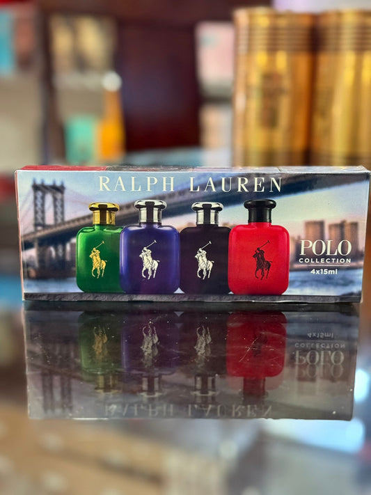 Ralph Lauren Variety men 4 Piece Mini Variety With Polo & Polo Blue & Polo Black & Polo Red And All Eau De Toilette 0.5 oz
