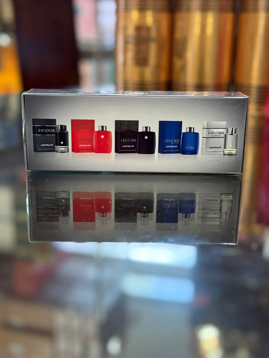 Mont Blanc Variety men 5 Piece Variety With Legend Eau De Toilette & Legend Blue Eau De Parfum & Legend Red & Explorer Eau De Parfum & Explorer Platinum And All Are 0.15 oz Mini