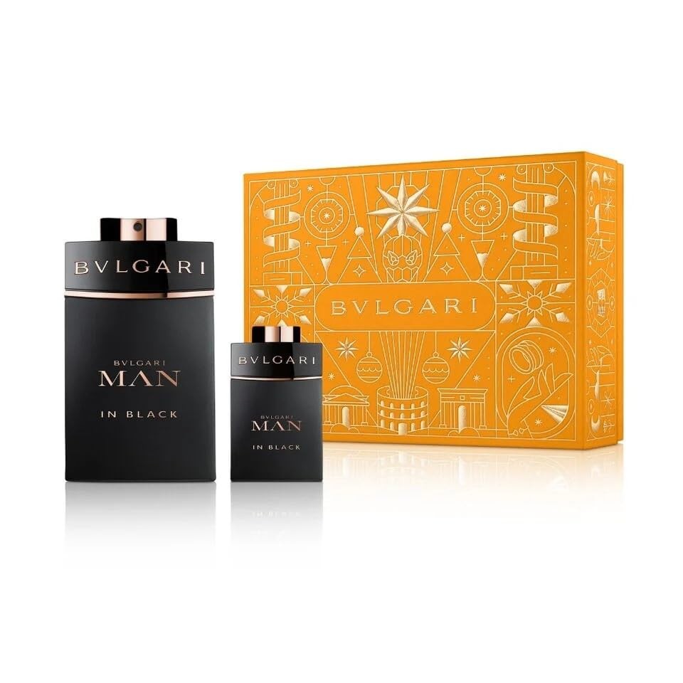Bvlgari Man In Black 2 Pc Set Eau De Parfum 3.4 oz | 0.5 oz Travel Spray for Men