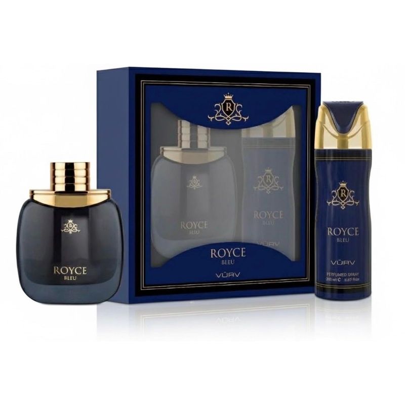 NEW ROYCE BLEU 2 PIECE GIFT SET EDP - 100ML (3.4) + 200ML BODY SPRAY